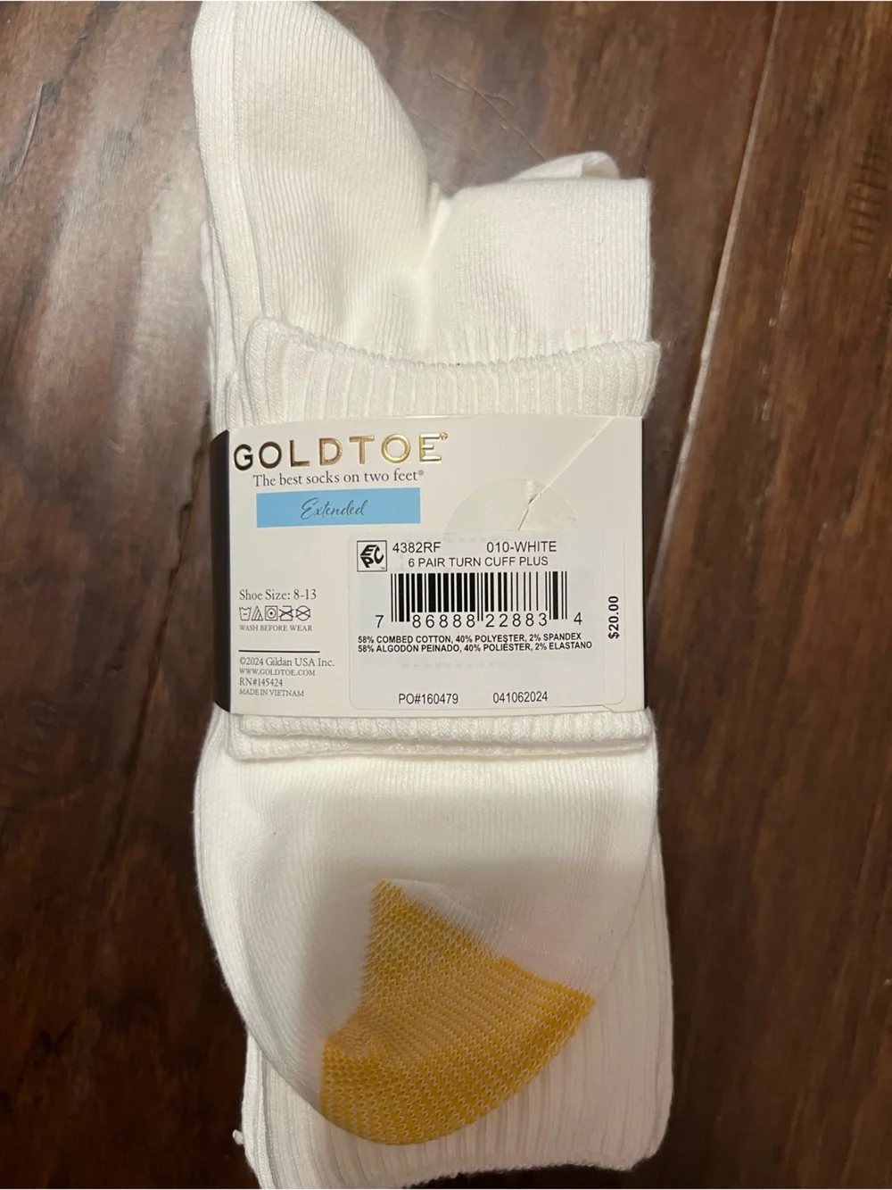 Gold Toe Women’s Turn Cuff Socks 6-Pack Extended Sizes New MSRP $20